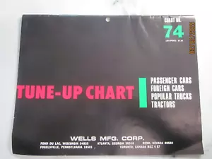Vintage 1974 WELLS MFG. CORP. TUNE-UP CHART - Picture 1 of 8