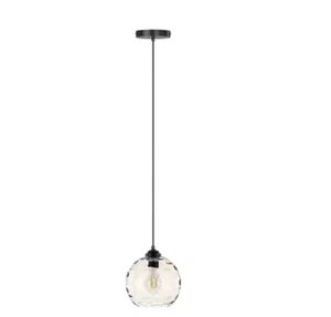 Aiwen Modern 7.87 in. 1-Light Black Globe Hanging Pendant Light with Glass Shade - Picture 1 of 9