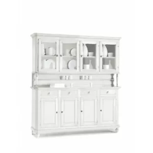 Showcase Glass Cabinet Display 4 Doors White Matt Art Povera 196X43X218H - Picture 1 of 7