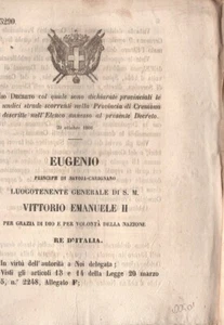 LD0050 Regi Decreti: strade provinciali Cremona 1866 - Foto 1 di 1
