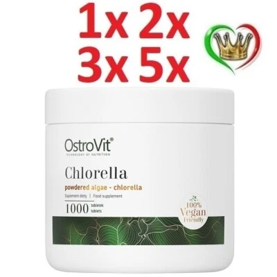OSTROVIT Chlorella - 1000 Compresse - Integratore Alga Clorella Verde - Superfood Detox -