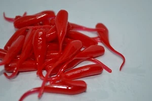 JASONS 2" STINGER SHAD 30 PACK GRUBS CRAPPIE LURES JIGS   RED - Picture 1 of 2