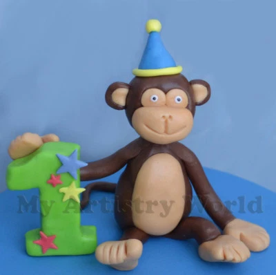 Съедобная 3D помада/жевательная паста Monkey cake topper для торта на день рождения.  - Изображение 1 из 3