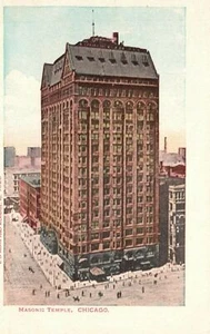 Freimaurer Tempel Chicago Illinois IL Straßenansicht antike Postkarte 1900er - Bild 1 von 2