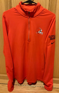 Nike Dri-Fit Orange Cleveland Browns NFL Team 1/4 quarter zip pullover XL EUC