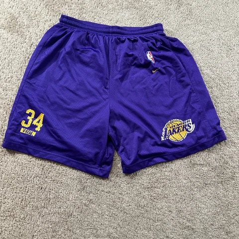 Nike Team Los Angeles Lakers Shorts Mens Extra Large Purple Basketball Oneal #34 Cover