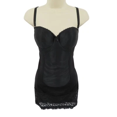 Correa de espagueti Cabernet 36C negra con aros forrada floral con adornos de encaje Foto 1 de 4