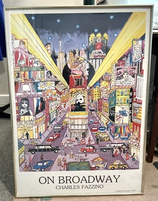 On Broadway By Charles Fazzino Large Framed Poster 1991 36 X 25 Framed Gold - Image 1 of 4