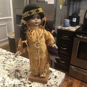 Children Of The North Cowichan Indian Squaw Native American Porcelain Doll 14” - Picture 1 of 8