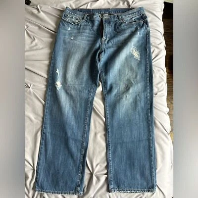 Lucky Brand Blue Denim Jeans Straight Leg with Slight Distressed Size 38 - Image 1 of 4