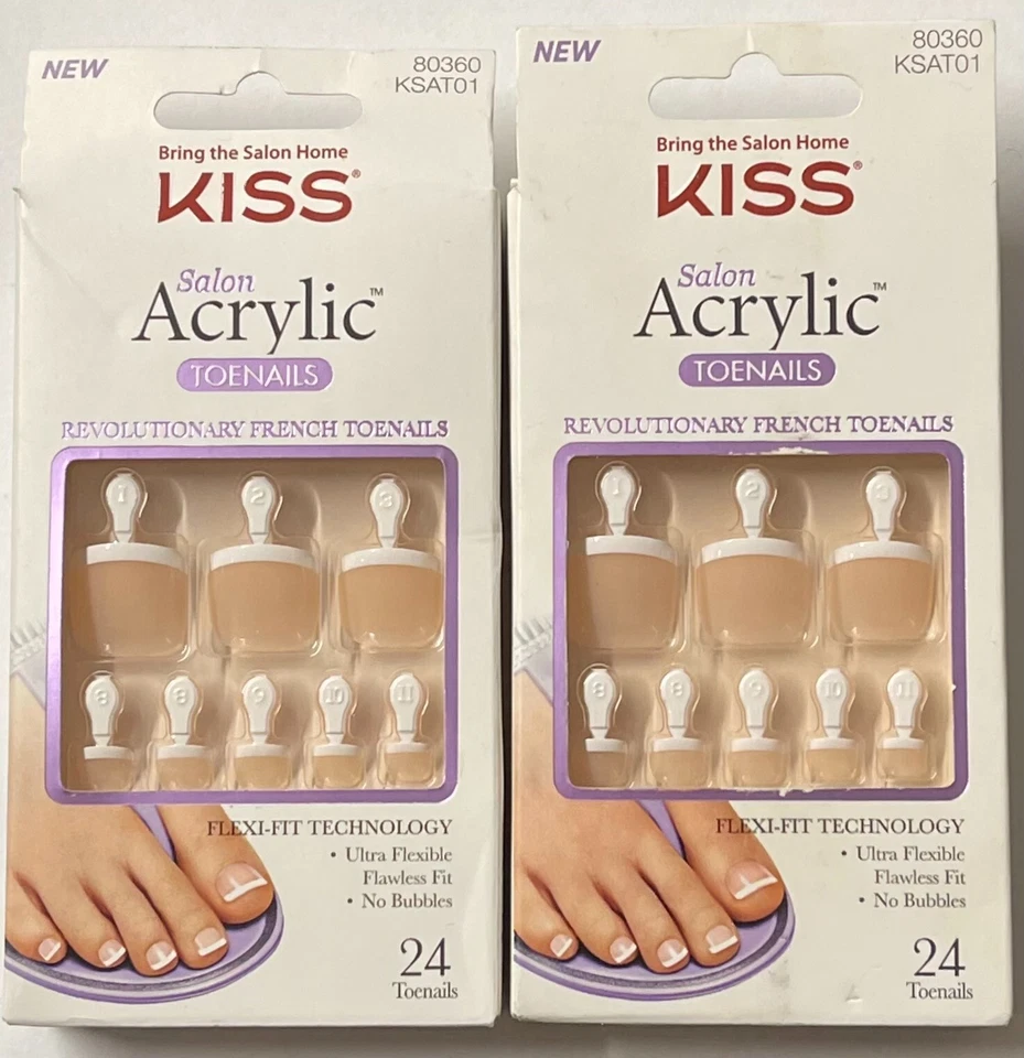 Kiss Salon Acrylic French Toenails 80360 Ksat01