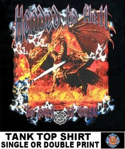 Firefighters Go Into Hell To Put A Fire Out Evil Fire Breathing Dragon Tank Top - Picture 1 of 12