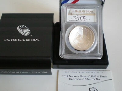 2014-P JIM PALMER HALL of FAME SILVER $1.COIN PCGS MS70  SIGNED  - Image 1 of 4