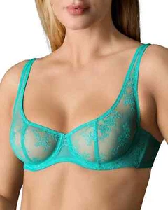 Journelle Women's Sz 34D Sheer Lace Underwire Romy Demi Bra JOU-115 Vert Teal - Picture 1 of 12