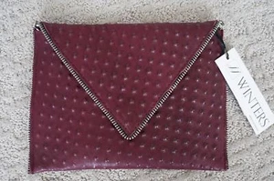 NEW JJ Winters BOHO Polka Dot Embossed Leather Andi Crossbody Chain Bag Clutch - Picture 1 of 4