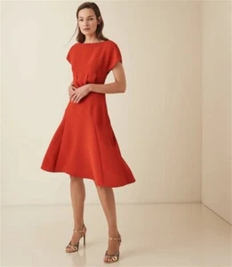 New REISS Victoria Midi Dress 👗 Size 6 XS Fits 6/8 Red Berry Slinky Designer - Picture 1 of 18