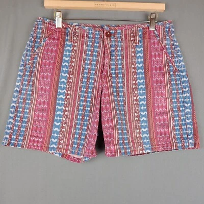 Pantalones Cortos Eddie Bauer Para Mujer 8 Rojo Azul Azteca Estampado Completo Algodón Elástico Años 90 Foto 1 de 4