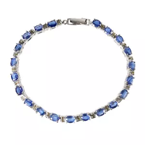 925 Sterlingsilber Armband Oval Kyanit 5x4mm Saphir Natürlicher Edelstein Jewelr - Bild 1 von 14
