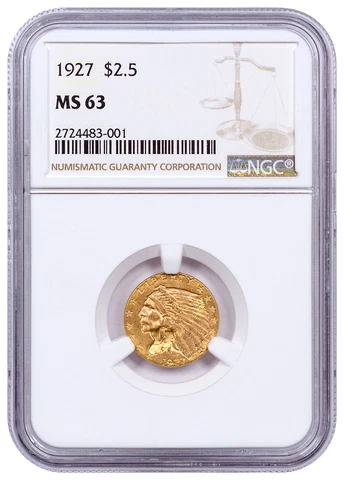 1927 Indian Head $2.50 Gold Quarter Eagle NGC MS63 Cover