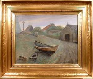 NIELS MOGENSEN! VILLAGGIO DI PESCATORI CON BARCHE NELLE CASE - Foto 1 di 5