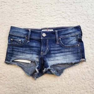 Y2K Hollister Low Rise Distressed Super Short Jean Denim Sz 1 Cheeky Dukes - Bild 1 von 8