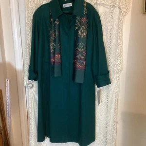 Vintage New Forecaster Of Boston Wool Spruce Green Long Coat Size 16 W - Picture 1 of 16