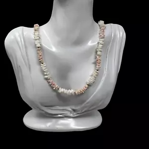 Collar Puka Shell Blanco Rosa Tono Barril Cierre 24 pulgadas - Imagen 1 de 8
