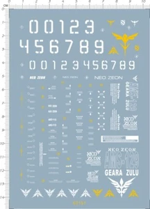 Detalle hasta 1:100 MG GDM AMS-119 Geara Doga Modelo Kit Tobogán Acuático Calcomanía Blanco - Imagen 1 de 1