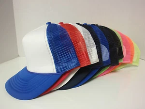 Trucker Hat Foam Front Mesh Classic Hat Baseball Cap Trucker Mesh Adjustable Cap - Picture 1 of 63