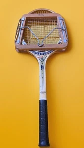 Racchetta da tennis vintage Slazenger legno sfida telaio Dunlop press tenditore anni 50 - Foto 1 di 13