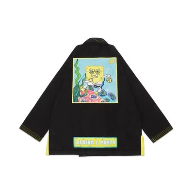 Albino Preto A&P x Spongebob 2 Adult Black BJJ Kimono Jiu-Jitsu Uniform 450 GSM - Image 1 of 4