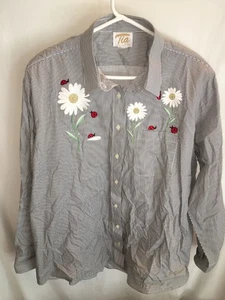 CAMICIA CAMICIA TOP DONNA NERO BIANCO MARGHERITA COCCINELLA TIA COTONE POLI TAGLIA 3X 56" - Foto 1 di 4
