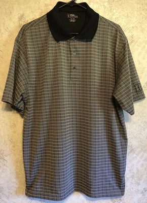 PGA TOUR Men Short Sleeve Polo Shirt Black & Gray Striped Size XL - Image 1 of 4