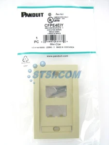 Panduit CFPE4EIY 4-Port Mini-Com Faceplate, Executive Series, Ivory ~STSI - Picture 1 of 3