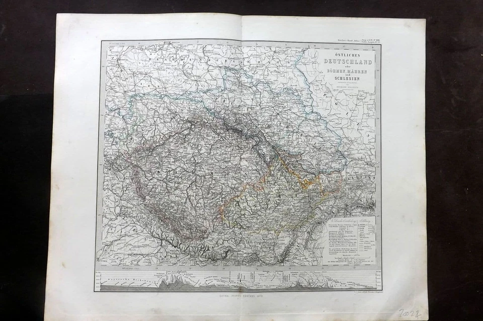 Stieler 1870 Map. Ostliches Deutschland. Bohmen, Mahren und Schlesien Bohemia - Image 1 of 1