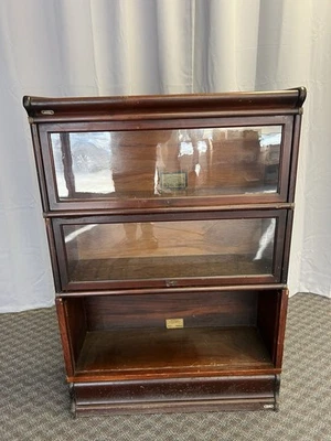 Vintage Barrister Bookcase lawyer desk wood stacking sectional bookshelf antique - Image 1 of 4