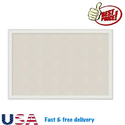 30"x 20" Linen Bulletin Board with Decor Frame Natural & White Wood Frame Board - Image 1 of 4