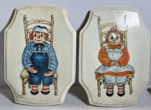 Vintage Raggedy Ann & Andy Wall Plaques 1970s Bobb Merrills childrens room decor - Picture 1 of 5