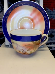 Victoria China Czechoslovakia Hand Painted Tea Cup & Saucer Set - Picture 1 of 6