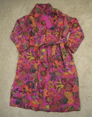 Abrigo Anthropologie Mujer M/L Rosa Floral Acolchado Cinturón Bata Chaqueta Boho Foto 1 de 4