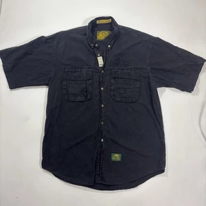 Vtg Camel Trophy Adventure Wear Shirt Outdoor Safari Black Metal Buttons L/XL - Picture 1 of 9