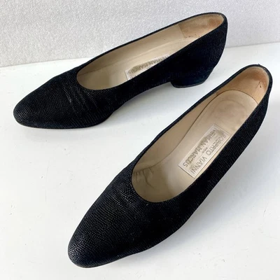 Roberto Vianni 适用于 Neiman Marcus 黑色高跟鞋女式美国 8AA 意大利 20 世纪 80 年代 90 年代 — 第 1/4 张图片