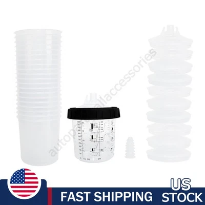 6 Ounce 180ML Disposable Paint Spray Gun Plastic Cup Liners and Lid Kit US STOCK Foto 1 de 4