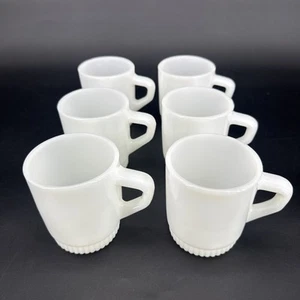 6 tazze da caffè impilabili vintage Anchor Hocking Fire King vetro latte - bianco 8 oz - Foto 1 di 6