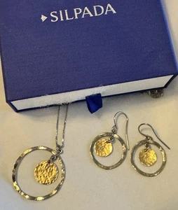 Neu SET Silpada 'Marbella' Ohrhänger & Halskette 9,25 Sterling zweifarbig - Bild 1 von 6