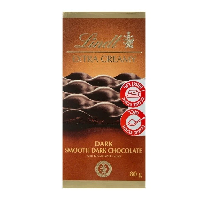 6 шт. Lindt Extra Creamy, Темный Гладкий Темный Шоколад, 80 г, Из Израиля, Кошерный - Изображение 1 из 1