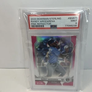 2020 BOWMAN STERLING RANDY AROZARENA PINK REFRACTOR /75 PSA 9 MINT Rookie RAYS - Picture 1 of 6