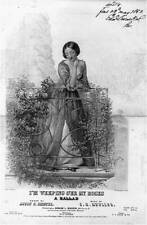PHOTO ONLY of Sheet Music Cover,I'm Weeping Over my Roses,c1850,Flowers,Woman