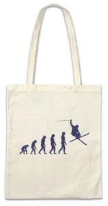 Skier Evolution Stofftasche Einkaufstasche Fun Human Coach Downhill Snowboarder - Picture 1 of 1