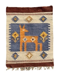 Mid Century Vintage Folk Art Swedish Textile Wall Hanging Rug Decor - Picture 1 of 10